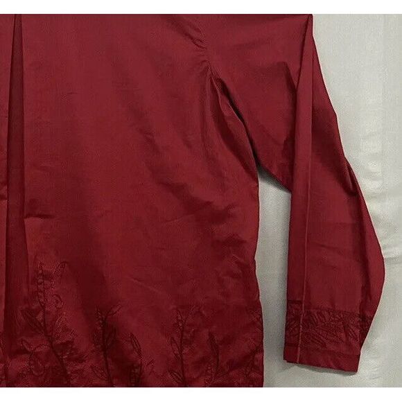 Marisa Christina Button Shirt Women XL Red Floral Embroider Long Sleeve MSRP $88 - Picture 13 of 16
